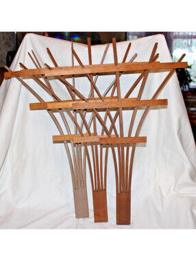 Lot of 3 Rustic Wood Fan Trellises 24" x 18" Garden Climbing Plant Supports